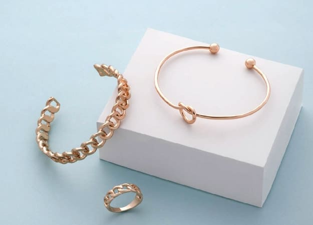 Two gold bracelets and ring jewellery