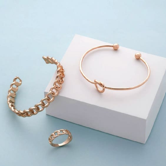 Two bracelets and ring gold jewellery